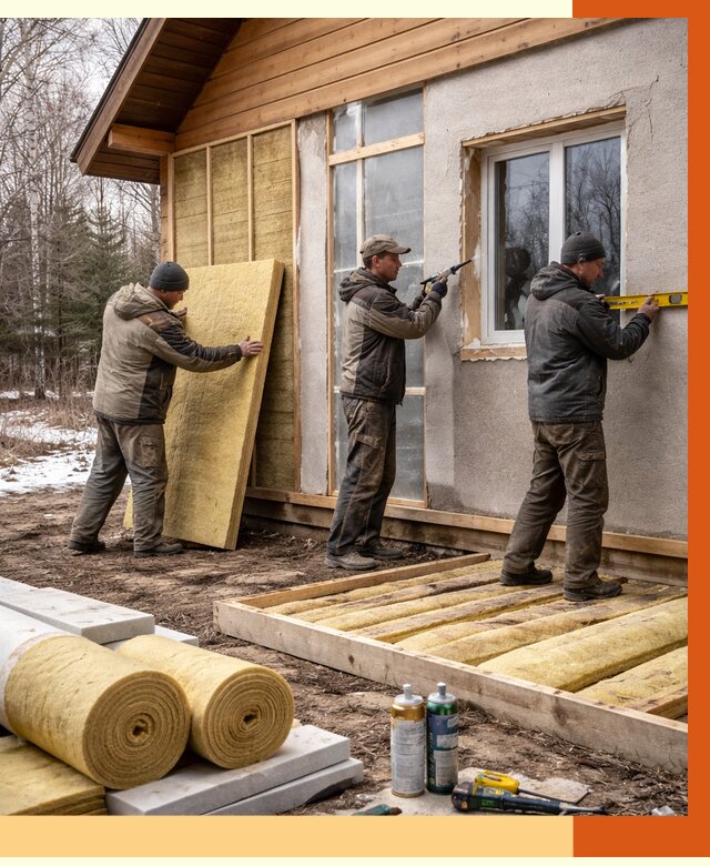 Утепление дачного дома в Новомосковске от 4904 руб/м2 — недорого | ТепломастерНвм