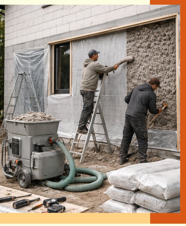 Утепление дома из газобетона эковатой в Новомосковске от 4646 руб./м2 | ТепломастерНвм