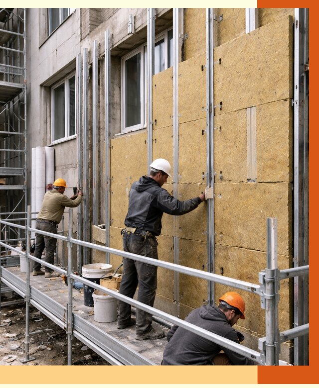 Утепление вентилируемого фасада в Новомосковске от 5782 руб/м2 — монтаж и утепление вентфасад | ТепломастерНвм