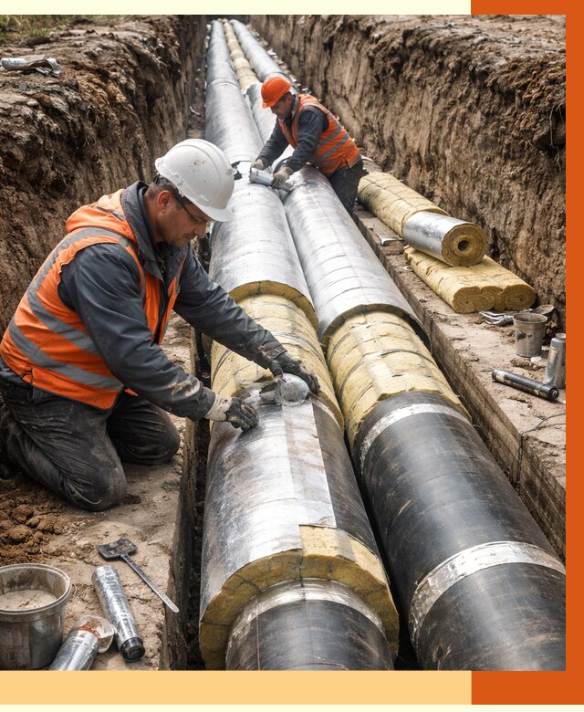 Утепление теплотрассы в Новомосковске от 4646 руб./м2 — ппу и комплексная изоляция | ТепломастерНвм