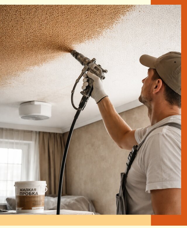 Утепление потолка жидкой пробкой в Новомосковске от 3614 руб. | ТепломастерНвм